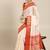White & red checked zari silk cotton saree
