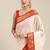 White & red checked zari silk cotton saree