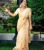 Women zari silk cotton kasavu saree