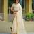 Cream-coloured zari detailed silk cotton saree