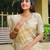 Cream-coloured zari detailed silk cotton saree