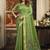 Leaf green cotton blend saree with meenakari work and unstiched blouse
