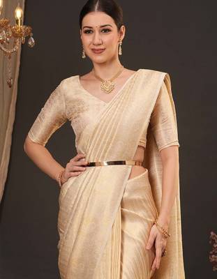Woven design zari silk blend kanjeevaram saree 1