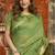 Leaf green cotton blend saree with meenakari work and unstiched blouse