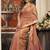 Peach cotton blend saree with meenakari work and unstiched blouse