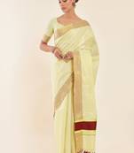 Off-white & gold zari tissue kasavu saree