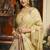 Beige cotton blend saree with meenakari work and unstiched blouse
