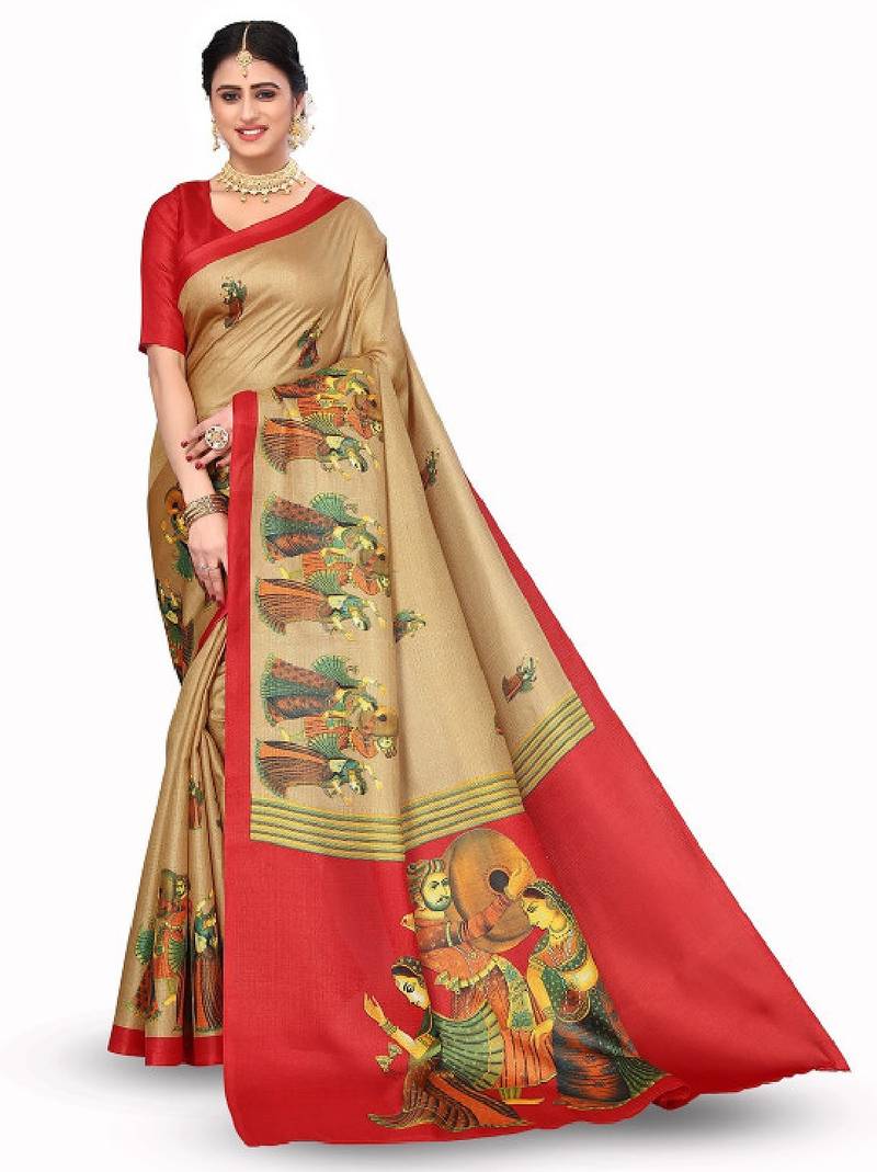 beige kanjeevaram saree with ethnic motif zari work