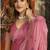 Rose pink cotton blend saree with meenakari work and unstiched blouse