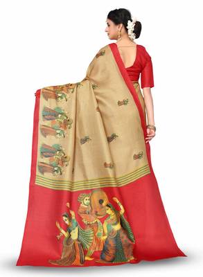 beige kanjeevaram saree with ethnic motif zari work 3