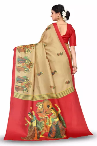 beige kanjeevaram saree with ethnic motif zari work