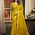 Mustard cotton blend saree with meenakari work and unstiched blouse