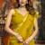 Mustard cotton blend saree with meenakari work and unstiched blouse