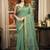 Teal cotton blend saree with meenakari work and unstiched blouse