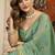 Teal cotton blend saree with meenakari work and unstiched blouse