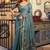 Steel blue cotton blend saree with litchi work & tassels