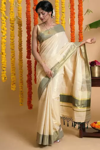 Zari tissue kasavu saree