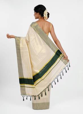 Zari tissue kasavu saree 4