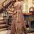 Brown cotton blend saree with litchi work & tassels