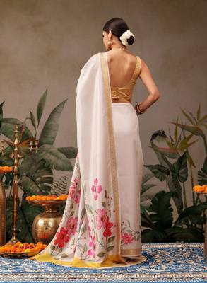 Onam special floral printed kasavu silk saree 3