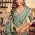 Sage green cotton blend saree with litchi work & tassels