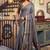 Dark grey cotton blend saree with litchi work & tassels