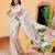 Floral printed zari ready to wear kasavu saree