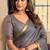 Dark grey cotton blend saree with litchi work & tassels