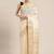 Cream-coloured & golden  striped zari silk cotton solid saree