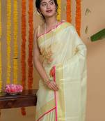 Women woven design zari tissue kasavu saree