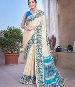 Abstract printed mysore silk saree