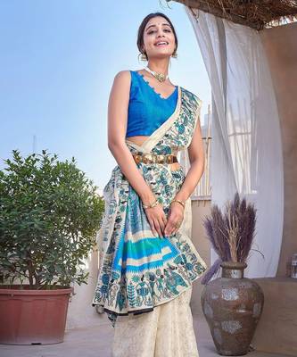 Abstract printed mysore silk saree 2