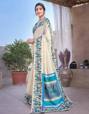 Abstract printed mysore silk saree 3