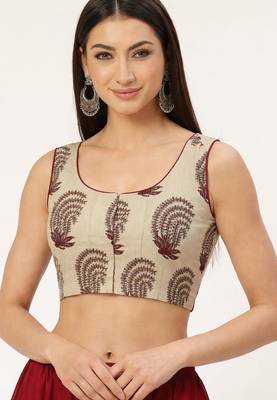 White cotton sanganeri printed non padded blouse 3