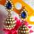 Dark blue leaf pearl jhumki earring
