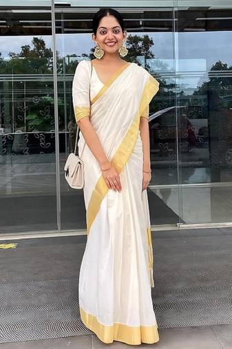 white silk cotton kanjeevaram saree with zari  work