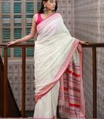 Geometric printed pure cotton saree