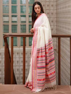Geometric printed pure cotton saree 2
