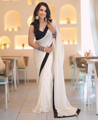 white mysore silk saree with traditional design 1