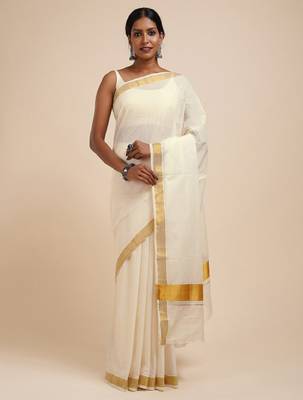 Zari cotton kasavu saree 1