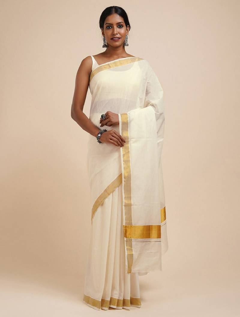 Zari cotton kasavu saree