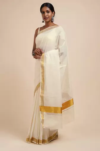 Zari cotton kasavu saree
