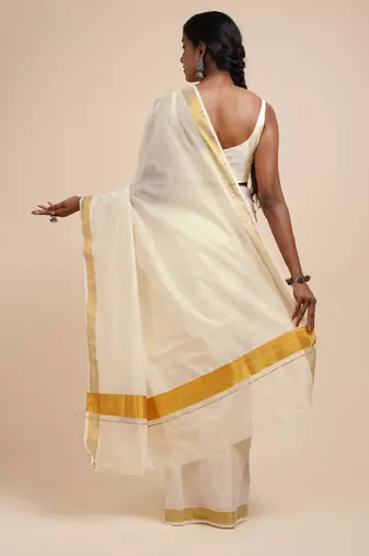 Zari cotton kasavu saree