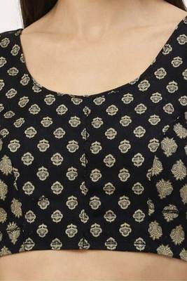 Black cotton sanganeri printed non padded blouse 4