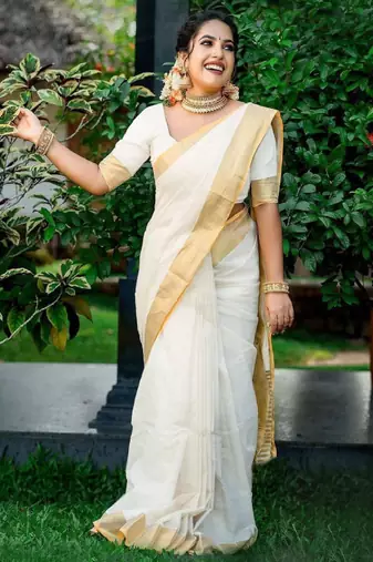 Zari silk cotton designer kasavu saree