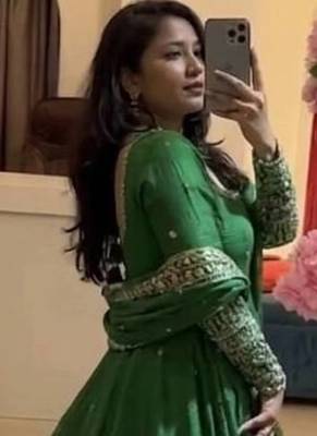  green georgette embroidered anarkali suit with dupatta and pant 2