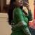  green georgette embroidered anarkali suit with dupatta and pant
