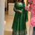 green georgette embroidered anarkali suit with dupatta and pant