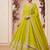  lime green georgette embroidered anarkali suit with dupatta and pant