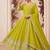  lime green georgette embroidered anarkali suit with dupatta and pant